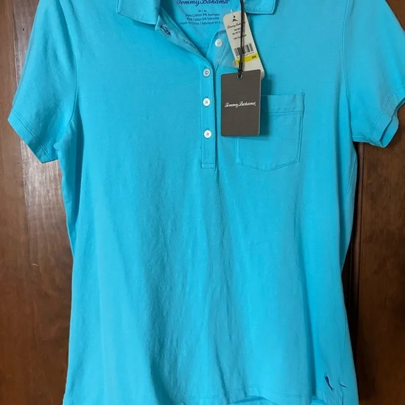 NWT Women’s Medium Tommy Bahama Blue Polo Shirt - Picture 1 of 5